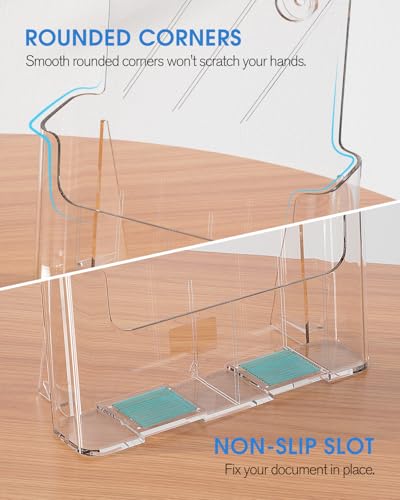 KTRIO Acrylic Brochure Holder 8.5 x 11 Clear Literature Display Stand, Plastic Flyer Holder for Trifold Brochures, Menus, Magazines, Pamphlets, Documents, Desk or Wall Mount, 2 Pack - size: 8.5" x 11", style: 2 Pack