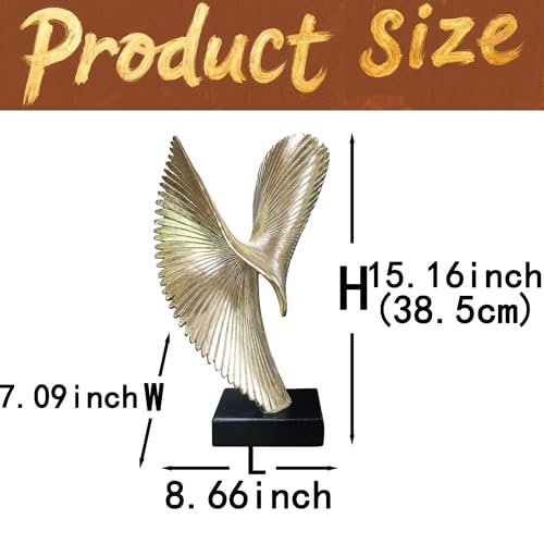 Modern Abstract Eagle Decorative Sculpture, Dining Living Room Desk Decor,Geometric Home Decor Statues,Shelf Top Decor Aesthetics, Coffee Tables or Office Shelves（Golden） - color: 15.16"golden