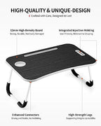 FISYOD Foldable Laptop Table, Portable Lap Desk Bed Table Tray, Laptop Stand with Cup Holder & Tablet Slot & Lifting Handle for Working Writing Drawing & Eating (Black) - color: Black