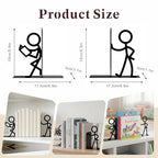 Metal People Bookends - Cute Decorative Book Ends for Shelves, Home Office Desk, Gift for Book Lovers