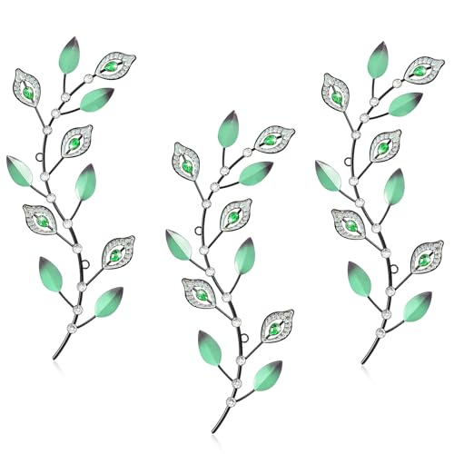 Cityelf 3 Set Crystal Leaf Wall Art Sculpture Iron Tree Leaves Branch Hanging Wall Décor Jeweled Bling Home Deor Acrylic Diamond Accent … - color: green leaves set 3