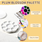 5" Porcelain Watercolor Palette - Plum Blossom Ceramic Artist Paint Palette with Mixing Tray for Painting and Craft Projects - color: Small White