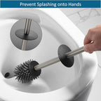 BVL Toilet Brush and Holder Set Brushed Nickel Toilet Bowl Cleaner Brush Freestanding for Bathroom - color: Brushed Nickel