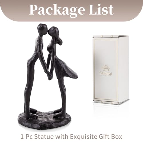Sziqiqi Anniversary Wedding Gift for Couple: Iron Gifts for 6th Anniversary for Her Him Women - Cast Iron Couple Sculpture Present for Wedding Day Engagement Christmas Bithday Valentines - style: Couple Kiss
