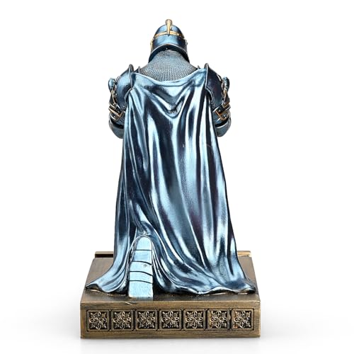 King's Guard Leader Cloak Warrior Knight Pen Holder Mobile Phone Stand, Ornament Knight Statue, Pen Stand Paperweight for Office and Home (Blue) - color: Blue
