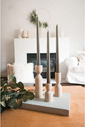 Wooden Candle Pillar Holder Set of 3,Rustic Farmhouse Candle Holder,Handmade Candlestick Holder, Wood Candle Holders, Console Table Decoration Pieces, Luxury Fireplace Candle Holder