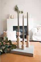 Wooden Candle Pillar Holder Set of 3,Rustic Farmhouse Candle Holder,Handmade Candlestick Holder, Wood Candle Holders, Console Table Decoration Pieces, Luxury Fireplace Candle Holder