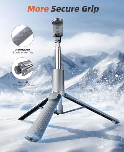 Vimose Phone Tripod & Selfie Stick with Remote, Portable, Lightweight for Video Recording Vlog, Extendable Travel Tripod Stand Compatible with iPhone Android, Grey, 62" - color: Grey