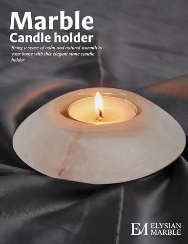 Tealight Candle Holders Set of 2 – Handcrafted Natural Marble Tea Light & Votive Holders, Decorative Stone Candle Holder Pair for Home Décor, Dining Table, Coffee Table & Wedding Decor - color: White Onyx, size: 3.5" Inches