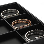 Black PU Leather Jewelry Display Flat Tray Ring Necklace Watch Organizer Display Tray (1 grid) - style: 12 Grids