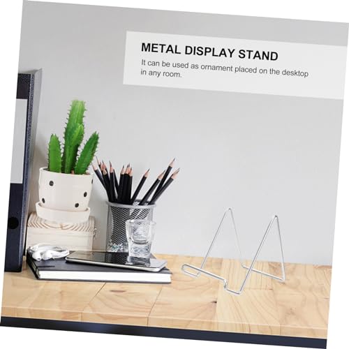 2pcs Modern Minimalist Metal Display Stand for Home Decoration Sturdy Book Holder and Showpiece Rack for Magazines Plates and Frames Finish