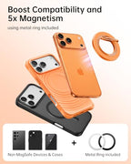 SYNCWIRE Magnetic Phone Ring Holder for MagSafe, 360° Rotation Cell Phone Grip Stand Finger Ring Kickstand Two-Sided Magnet Compatible with iPhone 17 Pro Max 16 15 14 13 12 MagSafe Accessories - color: Single Ring-1PCS-Cosmic Orange