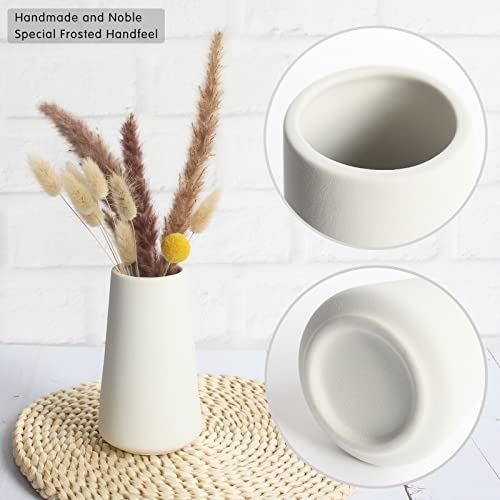 YANLING 6 Pack White Ceramic Vases for Home Decor, 6 Inch Modern Centerpieces for Pampas Grass, Table, Boho Flowers Decor - color: Style a