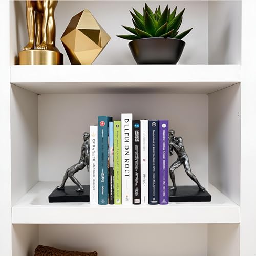 Abstract Sculpture Book Ends Decorative Bookends for Shelves, Modern Figure Bookends for Bookshelf Decor, Decorative Book Stoppers for Home Office Library - color: Abstract Figure-imitation Copper