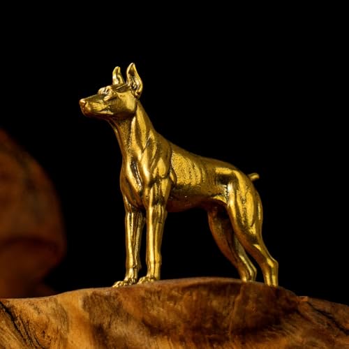 CHOVY 100% Solid Brass Standing Doberman Retro Desktop Decor Collectible Figurine - Oddities and Curiosities Desk Ornament for Office Home Art Decor and Scene Decoration Gift - color: Doberman Pinscher