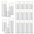 Homjoy 36 PCS White Pillar Candles with Glass Candle Holders Clear Hurricane Candle Holders Glass Cylinder Vases for Centerpieces Wedding Party, Event, Home Office (18 Candles+18 Candle Hoders) - style: 36 PCS White