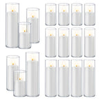 Homjoy 36 PCS White Pillar Candles with Glass Candle Holders Clear Hurricane Candle Holders Glass Cylinder Vases for Centerpieces Wedding Party, Event, Home Office (18 Candles+18 Candle Hoders) - style: 36 PCS White