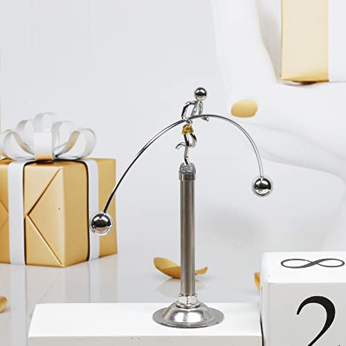 Sunnytech Steel Balance Toy Weightlifter Kinetic Art Balance Toy Balancing Decompressive Science Psychology Home Offic Decor Desk Decor WJ049 - style: WJ049