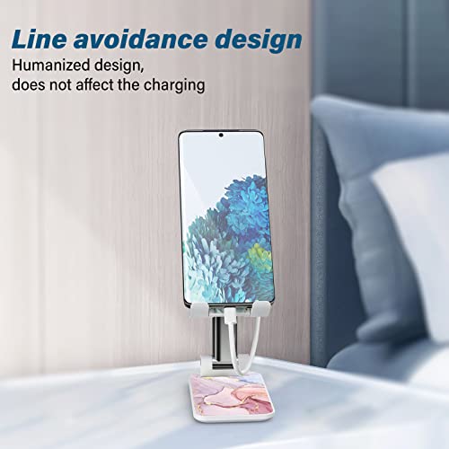 Pink Marble Foldable Phone Holder - Desk/Tablet Stand with Adjustable Viewing Angle for iPhone, Samsung & Other Smart Phones - color: Pink Marble
