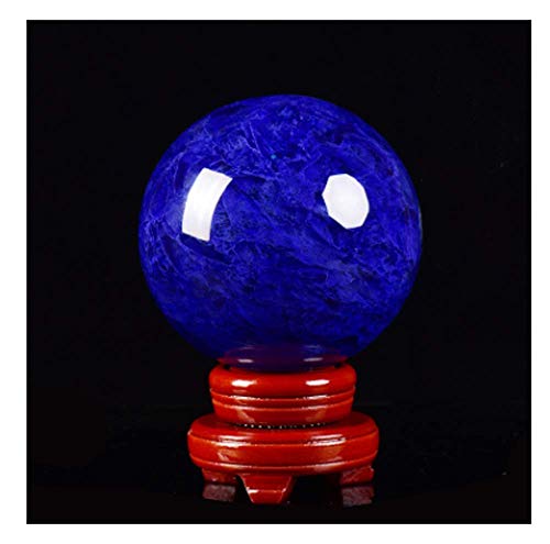 StoneStory Natural Artificial Melting Casting Crystal Sphere Ball Natural Large Blue Sphere Sculpture Figurine with Stand 100mm (Blue 10cm/3.94 inch)
