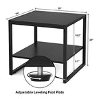 Homieasy End Table, 20 Inch Square End Table, Mini Fridge Stand with 2-Tier Storage Shelves, Industrial Wood Side Table Small Table Stand for Living Room, Bedroom, Office, Black - color: Black