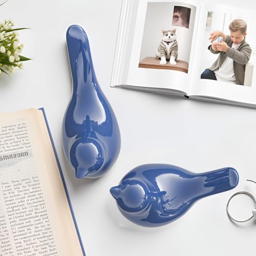 XMGZQ Small Ceramic Bird Statue and Sculpture for Home Decor Accents,Modern Animal Ornaments for Living Room,Bedroom,Coffee Table Centerpiece,Bookshelf,Cabinets,Cute Knick Knacks for Shelves (Blue) - color: Blue