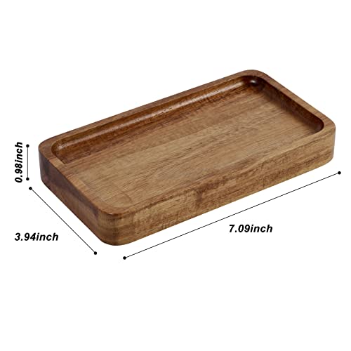 Vanity Tray, Bathroom Tray, Soap Dispenser Tray for Bathroom, Kitchen and Home Decor(Acacia-Small) - color: Acacia