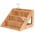 Tapeera 4-Tier Retail Wooden Display Riser - Farmers Market Craft Fair Display Rack - Candle Soap Display Stand for Craft Shows - Wood Countertop Pop Up Shop Display Rack for Tumblers Cupcakes Candy