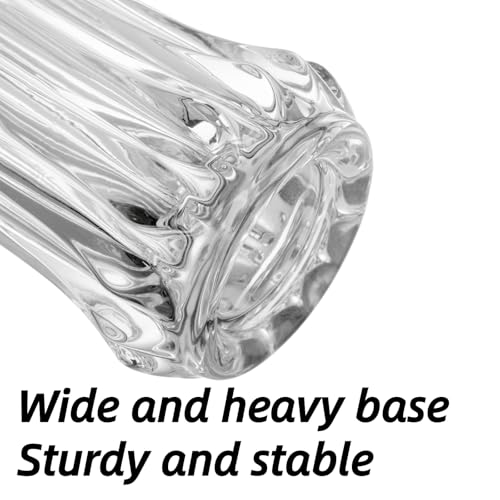 Dicunoy Set of 2 Glass Flower Vase, 9.5" Large Flower Vases for Centerpieces, Modern Clear Heavy Duty Crystal Tall Cylinder Flared Vase for Rose Bouquet, Home, Wedding, Living Room, Office