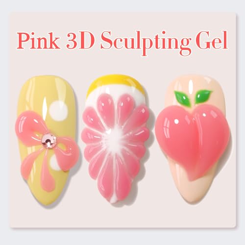 Double Rhythm 0.5 Oz 3D Nail Gel Nail Art Sculpting Gel No Wipe Gel Polish for Nail Designs DIY Nail Art for Drawing, Molding, Sculpture and Decoration (3D Sculpting Gel Pink) - color: Pink