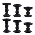 6-Piece Set of Black Glass Candlestick, Crystal Candlestick Holder Holder and Conical Candle, Christmas Candle Holder Decoration, Family Living Room Wedding Candle Holder (black2sets) - color: Black2sets