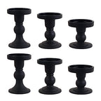 6-Piece Set of Black Glass Candlestick, Crystal Candlestick Holder Holder and Conical Candle, Christmas Candle Holder Decoration, Family Living Room Wedding Candle Holder (black2sets) - color: Black2sets