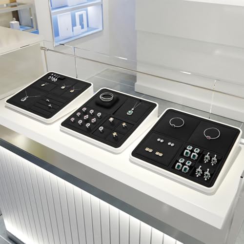 Oirlv Microfiber 4 Grids Stackable Jewelry Display Tray Multi-Compartment Travel Jewelry Tray - style: P13714