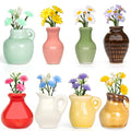 8PCS Mini Ceramic Vase Fridge Magnets, Cute Tiny Flower Vase Fridge Magnets with Artificial Flowers for Refrigerator Office and Kitchen Cabinet Decoration