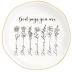 God Says You Are - Christian Bible Verse Jewelry Dish Trinket Tray - Unique Ceramic Ring Jewelry Tray for Women (Unique) - style: Unique