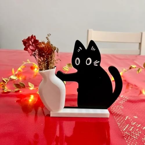 Cat Push Flower Vase for Home Decor Cute Vases for Table Room Decor Unique Lollipop Vases for Women Cat Lover Birthday Gifts (Small) - size: Small