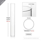 WGVI Hurricane Candle Holder Sleeve, Wide 2", Height 16", Clear Glass Cylinder Open Both Ends, Chimney Tube, Open Ended Candle Shade, 1 Piece - size: 2"x16"H