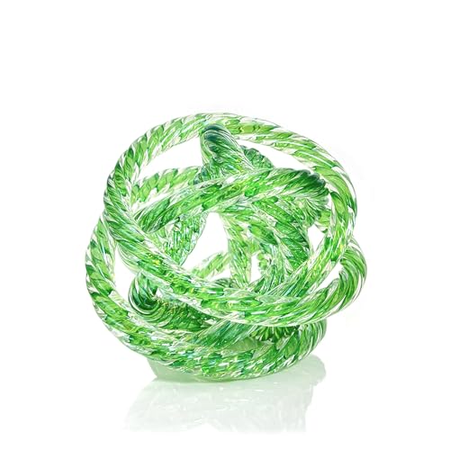 Glass Knot Teal Orbit Ball - 6 Inch Hand Blown Infinity Sculpture Decor Glass Orbit Home Decor Table Decoration Interio Art - color: Light Green, size: 6" Diameter