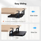 HUANUO Large Under Desk Keyboard Tray with Sturdy C-Clamp Mount, 26 (30.16" Including Clamps) x 12 inch Slide-Out Platform Computer Desk Heavy Duty Keyboard Tray with Storage Drawer for Typing, Black