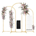 WellSign Balloon Arch Stand,7.2FT, 6.6FT, 6FT Set of 3 Metal Gold Wedding Backdrop Arch Stand Kit for Valentine Baby Shower Engagement Party Event Decoration Garden Floral Balloon Arch with Base - size: 7.2F+6.6FT+6FT