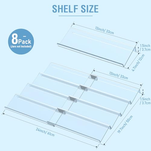 Suneerplay Spice Drawer Organizer 8 Tier, Acrylic Seasoning Organizer Rack, Clear Spice Rack Tray, Kitchen Seasoning Jars Drawers Insert (Jars Not Included/Expandable From 13" to 26") - color: Clear 8 Pack, size: Large