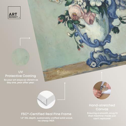 Art Remedy Paul Cezanne-Flowers In A Rococo Vase Vintage Classic Canvas Wall Art, Gallery Wrapped, 36"x45" - color: Gallery Wrapped, size: 45"L x 36"W