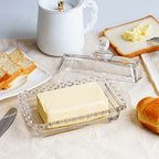 6.5'' Clear Glass Butter Dish with Handled Lid,Classic 2-Piece Design Butter Keeper For Countertop,Dishwasher Safe - size: 6.5 inches