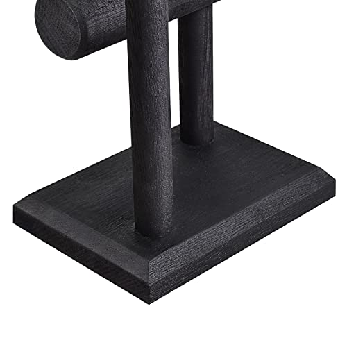 Ikee Design 2 Tier Wooden Jewelry Bracelet Watch Display Tower, Bangle Scrunchie Necklace Holder Storage Stand, 7.9 W x 4.3 D x 9.4 H in, Black Color - color: Black