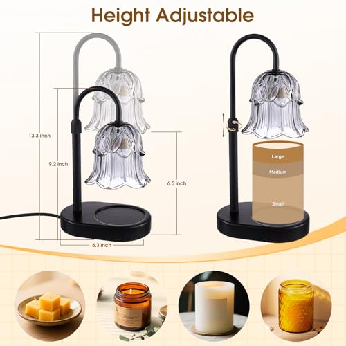 Candle Warmer Lamp Adjustable Timer Electric－ Gray Flower Shaped Wax Melting Lamp - color: Gray