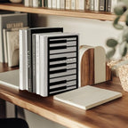 Peacoblue Metal Bookends for Shelves, Modern Decorative Heavy Duty Study Book Ends Stoppers for Office, Desk, Shelf, Room 5.3"x4.3"x7.9" Cast Iron Simple Tall Bookends 1 Pair (Piano Keys) - style: Piano Keys
