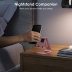 OMOTON Upgraded Aluminum Cell Phone Stand for Desk, C1 Durable Cellphone Dock with Protective Pads, Smart Stand Designed for iPhone17, 16/15/14/13 Pro Max Air, iPad mini, Android Phones,Rose Gold - color: Rose Gold