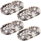 Calacatta Viola Marble Oval Trays 10"x6" - Bathroom Vanity & Kitchen Organizer Set, Stone Serving Dish for Jewelry/Perfume - style: Calacatta Viola - 4 Pack