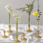 Bud Vases with Candlestick Holders: Set of 6 Clear Glass Vase with Silicon Sleeve for 0.87" Taper Candle Holder - Flower Vases for Centerpieces Wedding Table Party Decor - size: 6 PCs