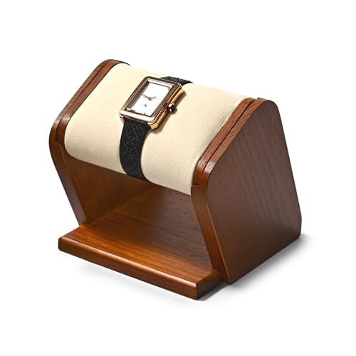 Oirlv Solid Wood Single Watch Display Stand Creamy White Watch Holder for Men and Women - color: Creamy-white